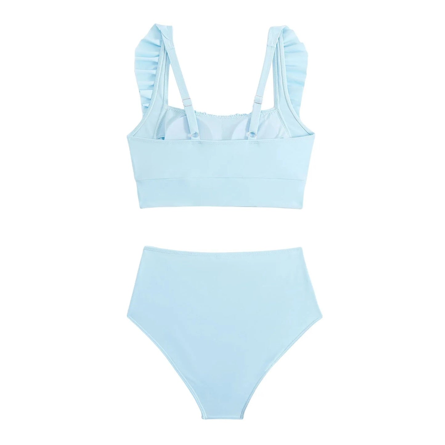 2 Piece Print Swimsuit Ruffle Swimwear Tops And High Waist Bikini Swim Shorts The Clothing Company Sydney