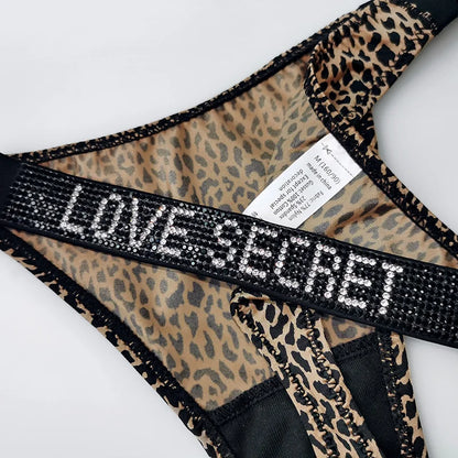 Letter Print Panties Women Thongs Rhinestones Diamonds G-string Sports Thong Low Waist Briefs T-back Underwear