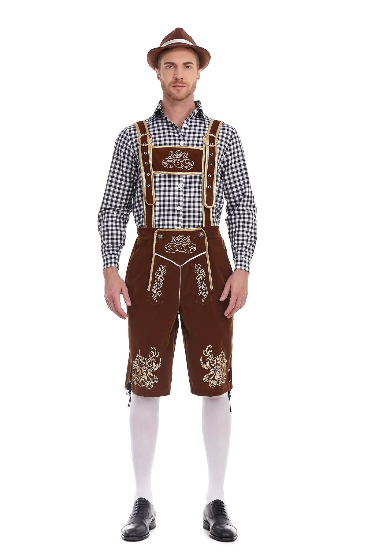 Men's Three Piece Oktoberfest Lederhosen Costume Bavarian German Festivals Suspenders Shirt Hat Male Cosplay Costume The Clothing Company Sydney