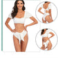 2 Piece Women Swimsuit Solid Colour Short Puff Sleeve Summer High Waist Cut Backless Bathing Suit Beachwear Bikini Set The Clothing Company Sydney