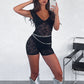 Patchwork See Through Lace Women's Bodysuit White V Neck Bodycon Rompers Femme Summer Elastic Party Clubwear The Clothing Company Sydney