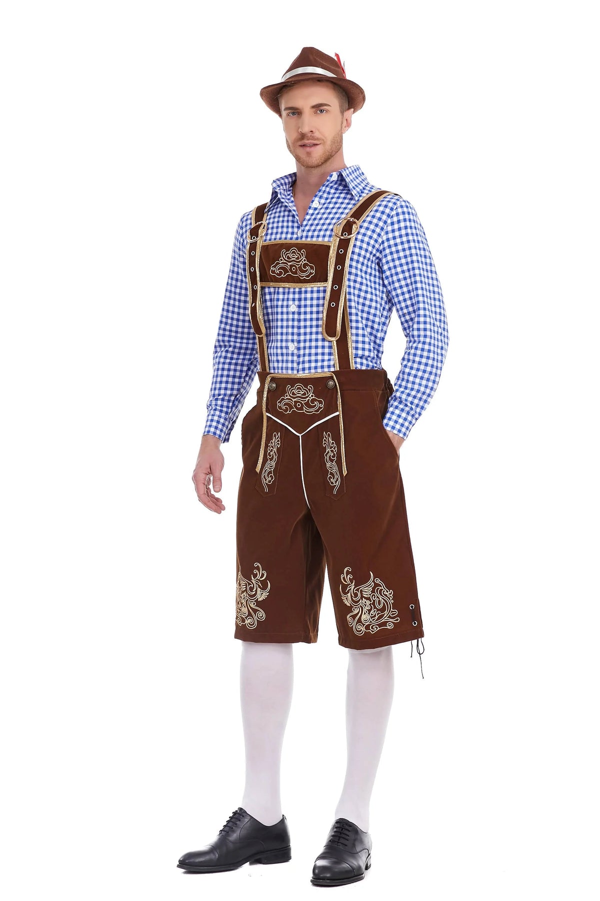 Men's Three Piece Oktoberfest Lederhosen Costume Bavarian German Festivals Suspenders Shirt Hat Male Cosplay Costume The Clothing Company Sydney