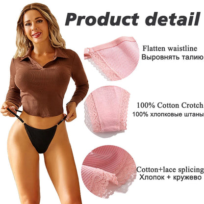 5 Pack G-string Panties Cotton Women's Underwear  Adjustable Waist Pantys Bikini Thongs Lingerie The Clothing Company Sydney