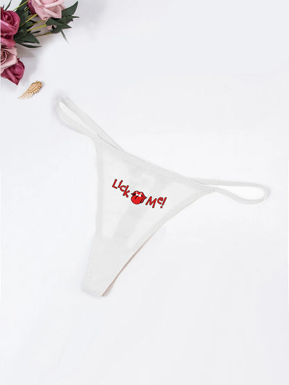Fashion Solid Colour Mesh Mouth & Letter Printing  Low Waist Panty Lingerie For Woman Ladies Thong Underwear The Clothing Company Sydney