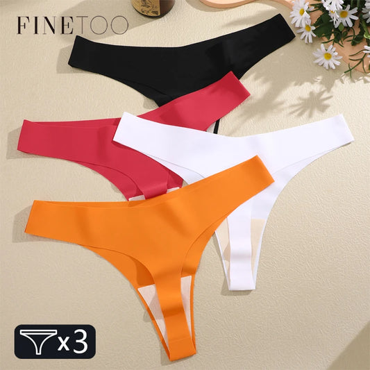 3 Pack Women Ice Silk Seamless Underpants Panties V-Waist Sport Thongs Low Rise Breathable G-string Underwear