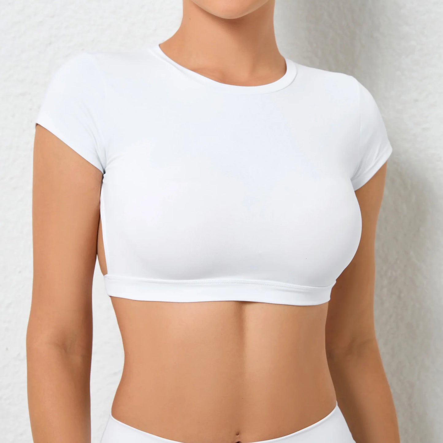 Hollow Crop Top Short Sleeve Yoga Shirt Women's Fitness Workout Tops Gym Clothes Sportswear Running T-shirts The Clothing Company Sydney