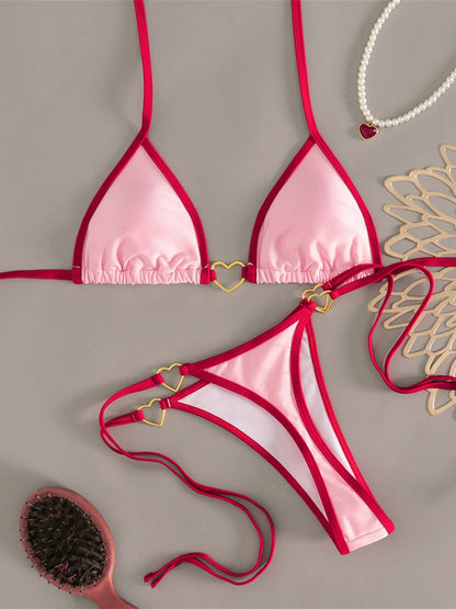 2 Piece Halter Mini Micro Thong Bikini Swimwear Swimsuit Two-pieces Bikini set Padded Bather Bathing Suit