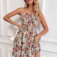 Floral Print Short Dress Women Summer Backless Beach Sundress Casual Sleeveless Lace-up Dresses