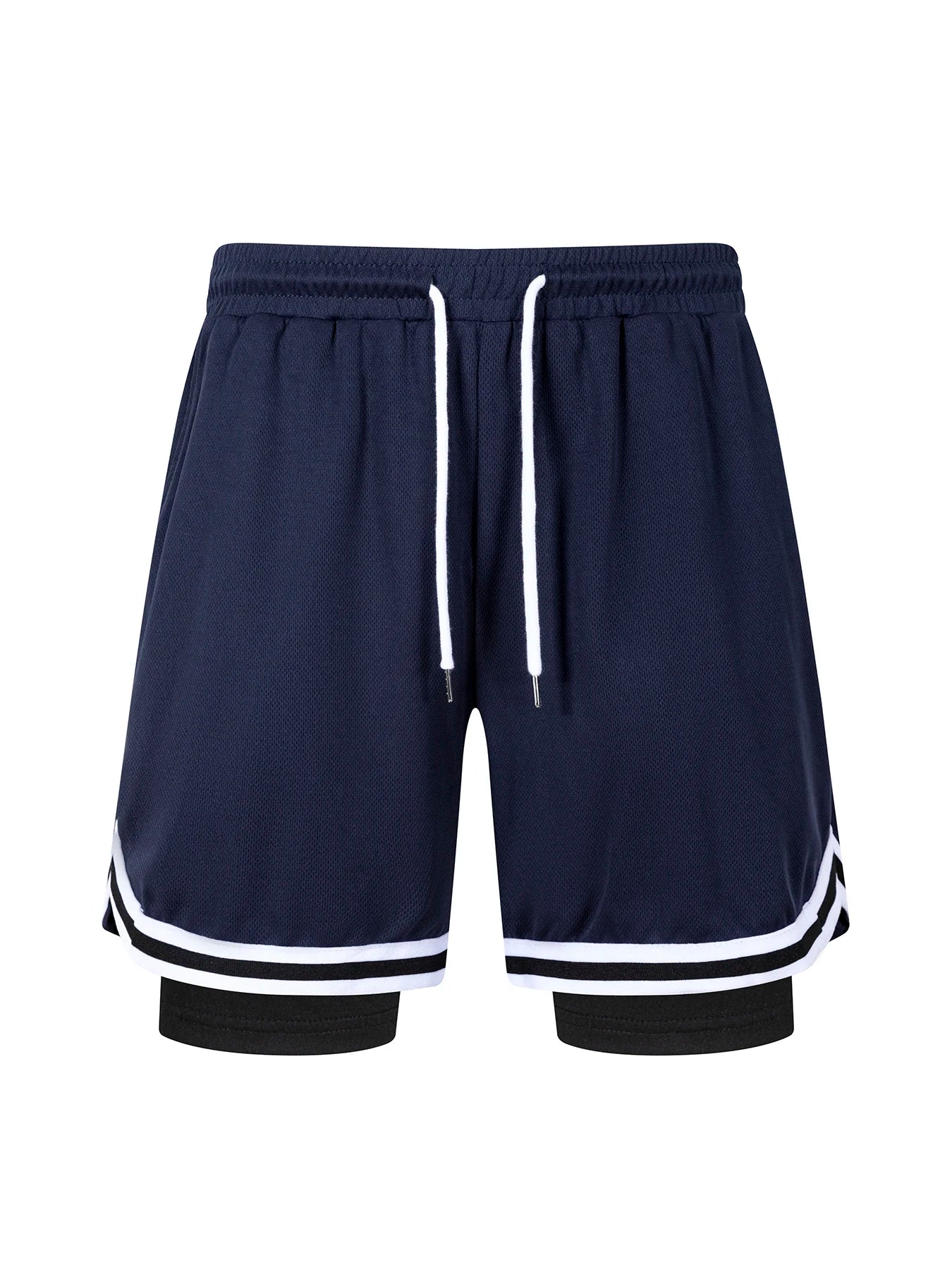 2 in 1 Summer Men's Sports Elastic Waist Basketball Training Shorts Fitness Running Breathable Quick Dry Sportswear Bottoms
