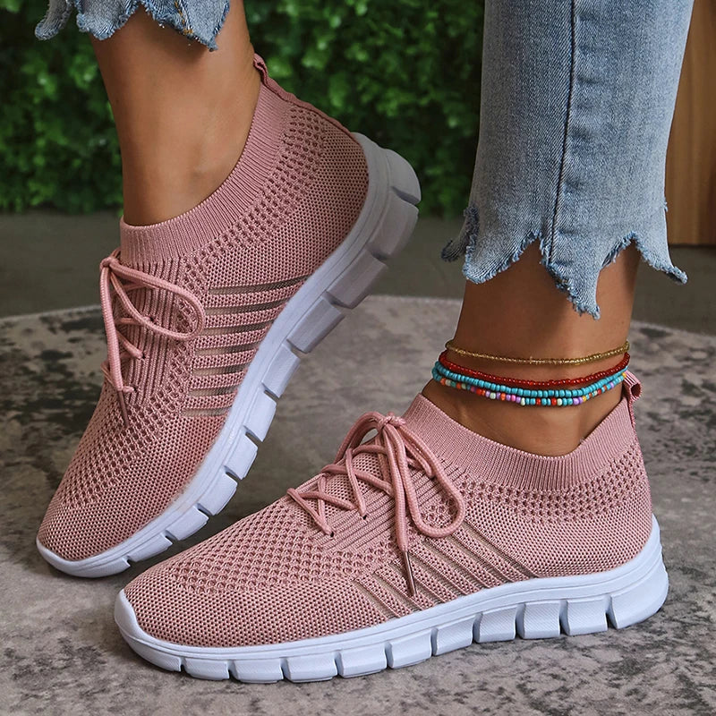 Mesh Breathable Soft Sole Sneakers Lightweight Non-Slip Running Walking Casual Lace Up Flats Shoes The Clothing Company Sydney