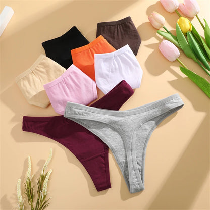 3 Pack Cotton Seamless Panties Comfort Underwear Women Low Waist Breathable Thongs Solid Sport G-String Soft Lingerie