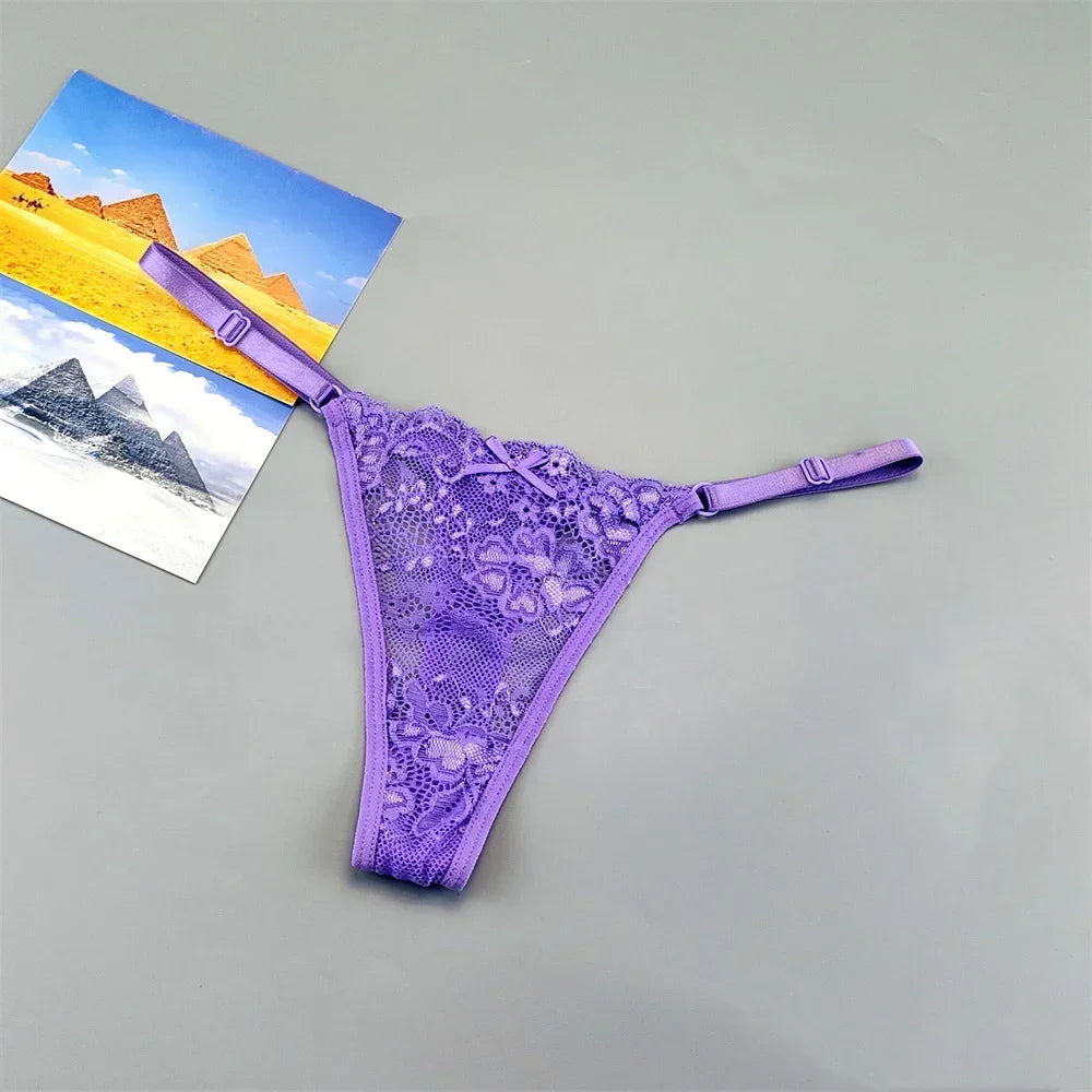3 Pack Adjustable Transparent Thong Panties Womens Lace Underwear Low Waist T-back String Underpants The Clothing Company Sydney