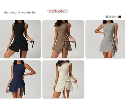 One Piece Tennis Skirts Sports Dress Golf Gym Yoga Women's Running Workout Long Skirt FitnessDress