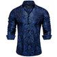 Men's Long Sleeve Black Paisley Silk Dress Shirts Casual Tuxedo Wedding Party Shirt Luxury Designer Men Clothing The Clothing Company Sydney