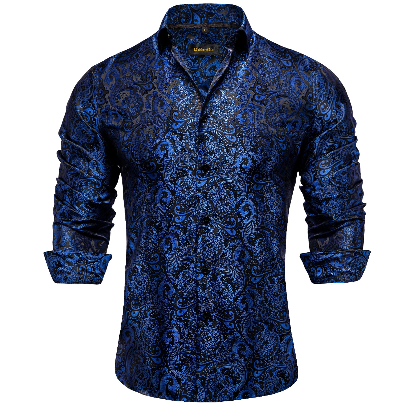 Men's Long Sleeve Black Paisley Silk Dress Shirts Casual Tuxedo Wedding Party Shirt Luxury Designer Men Clothing The Clothing Company Sydney