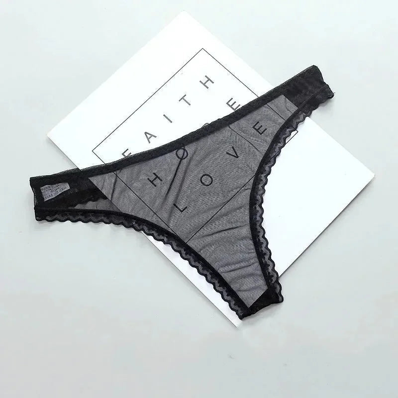Transparent Thong Panties Women Lace See Through Mesh Bottom Seamless Low-rise T-pants Underwear The Clothing Company Sydney