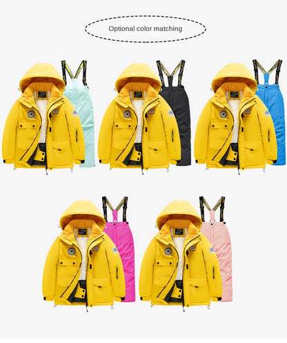 2 Piece Winter Children's skiing suit windproof Jacket and Pants waterproof thick coat for warm Snow Ski Set