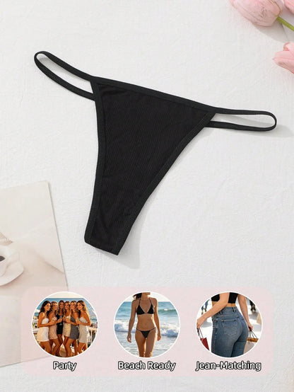 9 pack ribbed low waist seamless thong panties, soft breathable G-string underwear by The Clothing Company Sydney