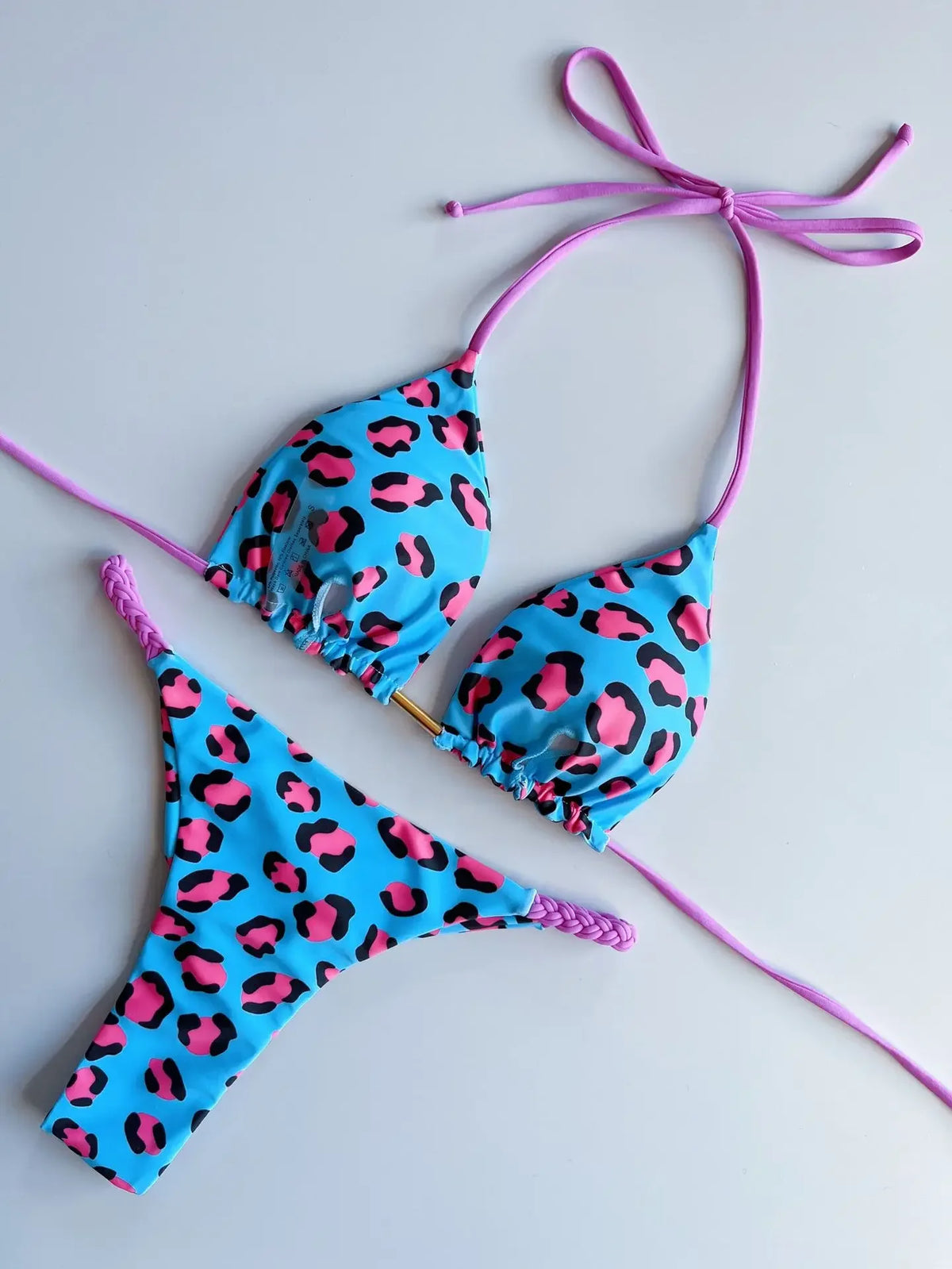 2 Piece Swimwear Leopard Printed Micro Bikini Set Striped Beachwear Summer Swimsuit Two-pieces Thong Bathing Suit