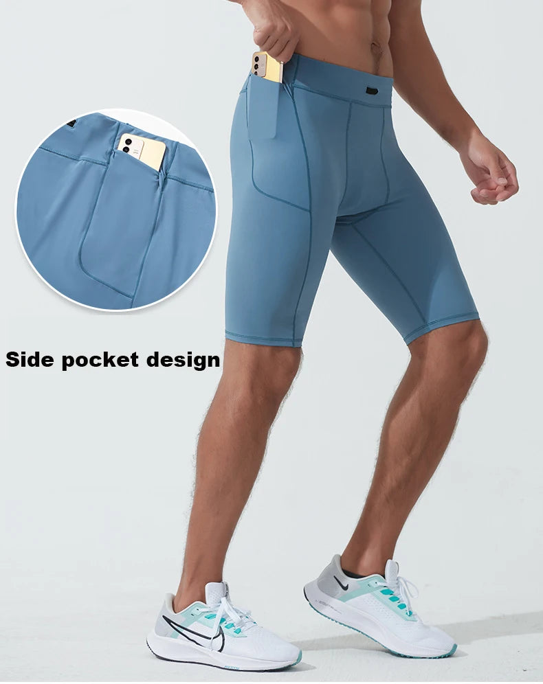 Men's Compression Quick Dry Bodybuilding Tights Fitness Leggings Elastic Waist Sport Bottoms Gym Running Shorts