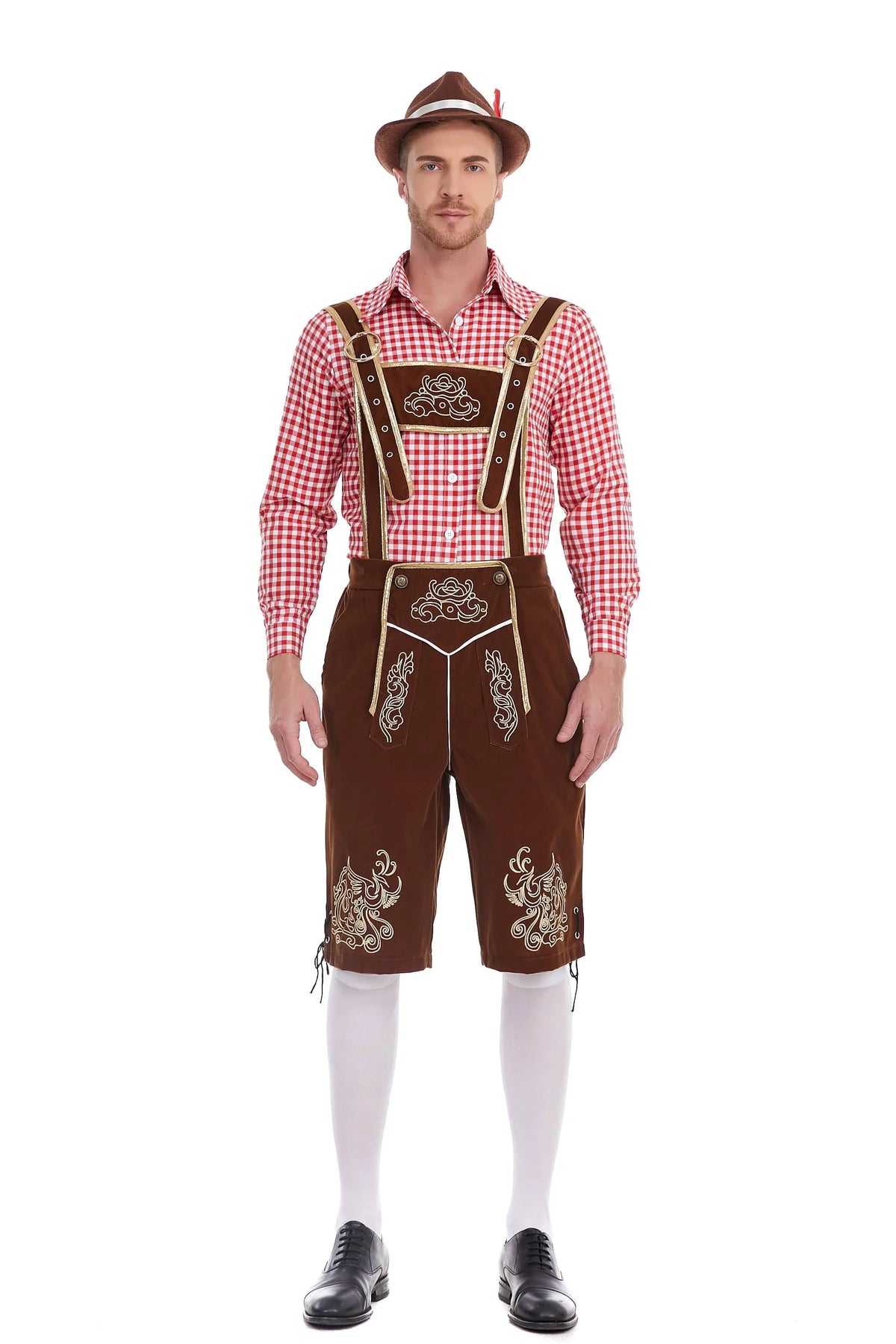 Men's Three Piece Oktoberfest Lederhosen Costume Bavarian German Festivals Suspenders Shirt Hat Male Cosplay Costume The Clothing Company Sydney