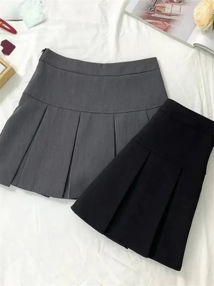Vintage Grey Pleated Skirt Women High Waist Mini Skirts Streetwear Skirt The Clothing Company Sydney
