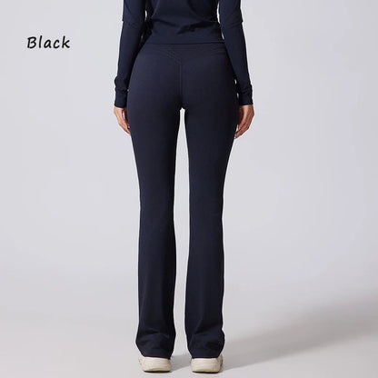 Women's Hip lifting flared pants high waisted yoga fitness pants sports micro flared yoga pants wide leg pants The Clothing Company Sydney