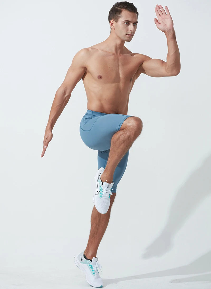 Men's Compression Quick Dry Bodybuilding Tights Fitness Leggings Elastic Waist Sport Bottoms Gym Running Shorts