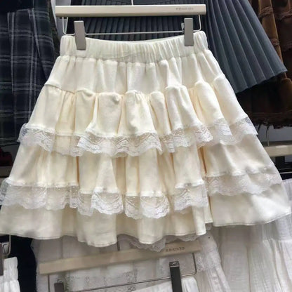 Y2k Cute Ruffled Plaid Skirt Punk Rock Casual Women's Skirts