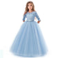 Lace Princess Dress for Girls Long Sleeve Wedding Party Gown Birthday Children Tulle Dress Teenage Formal Long Dress