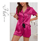 Women's Silk Satin Pyjama Set Button Down Short Sleeve Tops With Shorts 2 Pieces Sleepwear Suit Nightwear Loungewear The Clothing Company Sydney