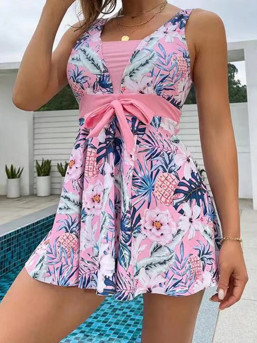 Floral Tankini Set 2 Piece Women Swimsuit High Waist Swimwear Bathers Bathing Swimming Suit Summer Beachwear