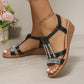 Women's Wedge Sandals Summer Shoes Shiny Rhinestones Elastic Platform Peep Toe Outdoor Sandals