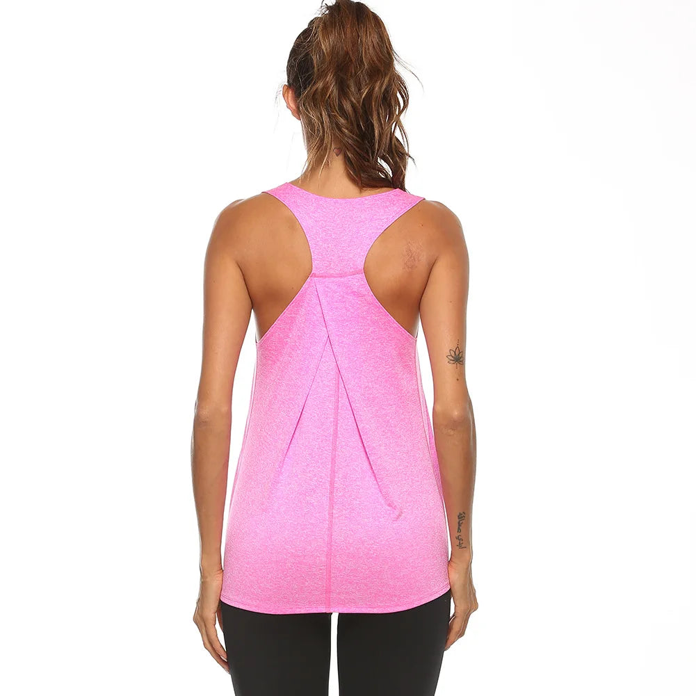 Women's Yoga Shirts Solid Sports Wear Fitness Gym Clothing Fit Top Workout Training Crop Tops Sleeveless Blouse T-shirts Quick Dry Top