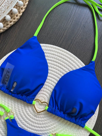 Halter Solid color Bikini Set Women's Swimsuit Two piece Triangle Thong Swimwear Bathing Suit The Clothing Company Sydney