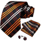 Designer Striped Silk Classic Ties For Men Wedding Accessories Gift For Men Neck Tie Set Pocket Square Cufflinks Set