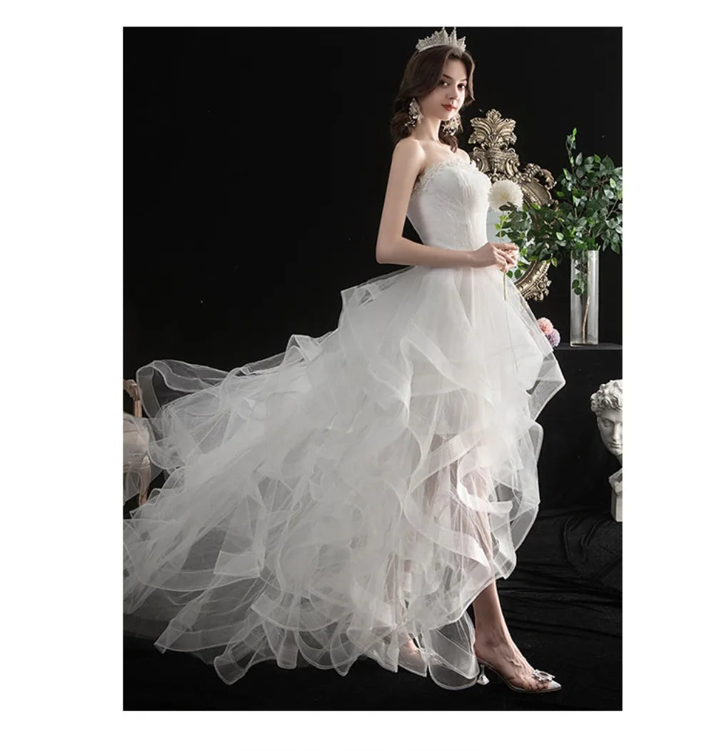 Long Back Light Wedding Dress Princess Fluffy Trailing Cake Skirt  Wedding Dress The Clothing Company Sydney