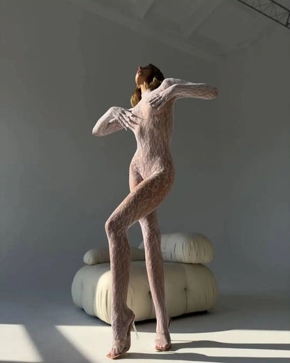 Backless Sheer Long Sleeve Jumpsuit Party Adult Doll One-Piece Cosplay Outfit Lingerie Set The Clothing Company Sydney