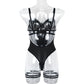 Lace Bodysuit Women's Transparent Lingerie See Through Black Tights Fitness Sissy Crotchless Erotic Body