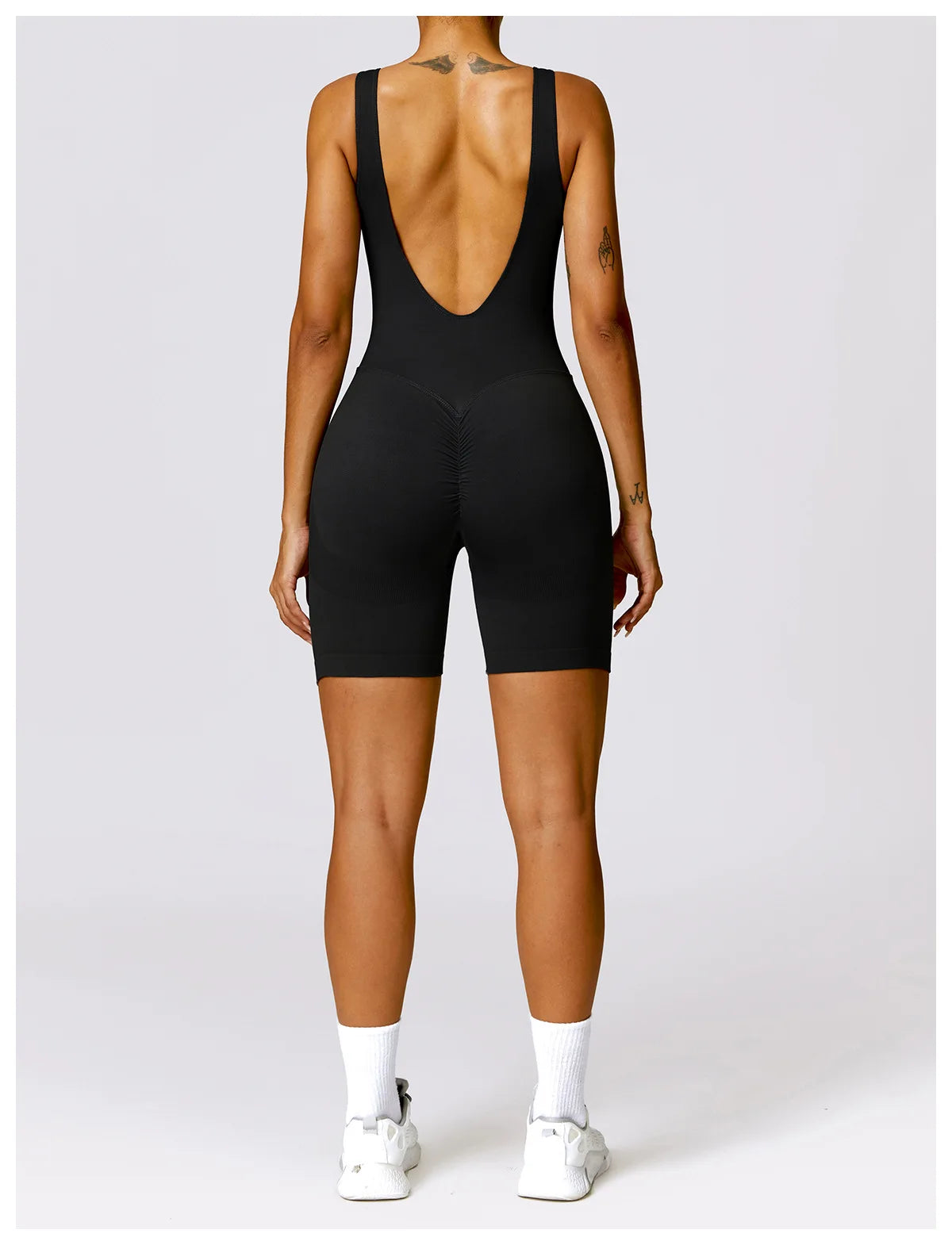 Women's Romper Yoga Hollow Backless Scrunch Seamless One Piece Outfit Fitness Overalls Playsuit Gym Sport Short Jumpsuit