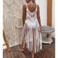 Hollow Out Fringe Tassel Knitted Crochet Tunic Beach Cover Up Cover-ups Beach Dress Beach Wear Beachwear The Clothing Company Sydney