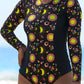 Women Print Floral One Piece Swimsuit Long Sleeve Bathing Suit Swimsuit Vintage Beachwear Surfing Swim Suit