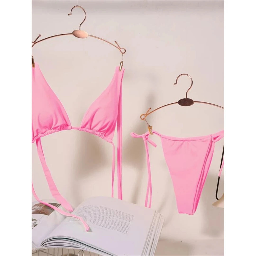 2 Piece Halter Mini Micro Thong Bikini Female Swimsuit Women Bikini set Bather Bathing Suit Swimwear The Clothing Company Sydney