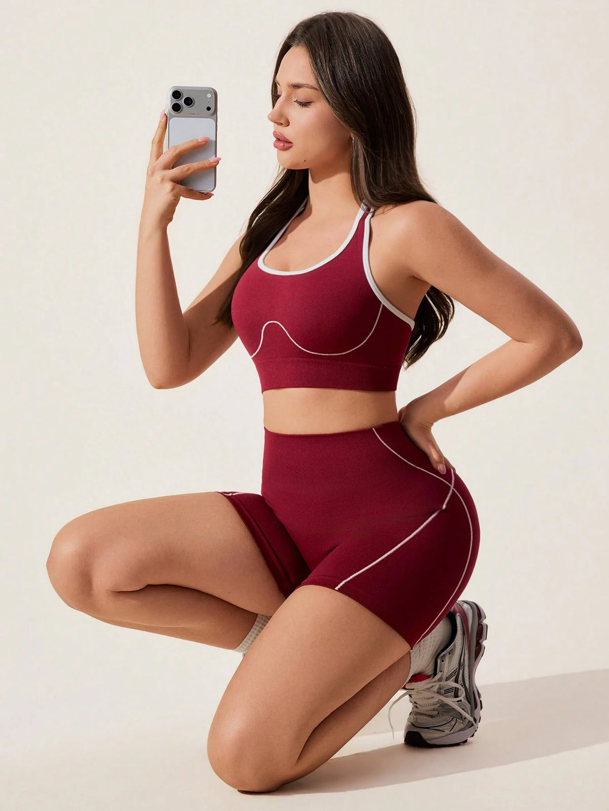2 Piece Yoga Sport Bra Shorts Set Sportswear Gym High Waist Seamless Workout Shorts Leggings Activewear Women's Matching Set