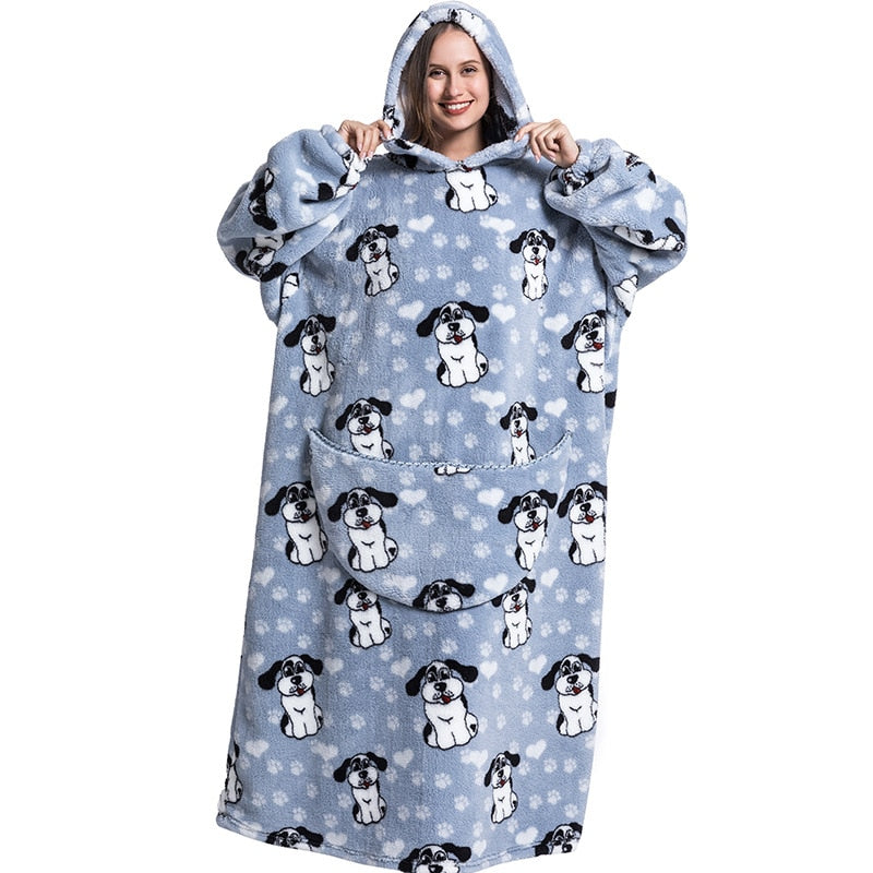 Super Long Hoodie Blanket Flannel Blanket with Sleeves Winter Hooded Sweatshirt  Pullover Giant Oversized Blanket The Clothing Company Sydney