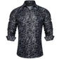 Men's Long Sleeve Black Paisley Silk Dress Shirts Casual Tuxedo Wedding Party Shirt Luxury Designer Men Clothing The Clothing Company Sydney