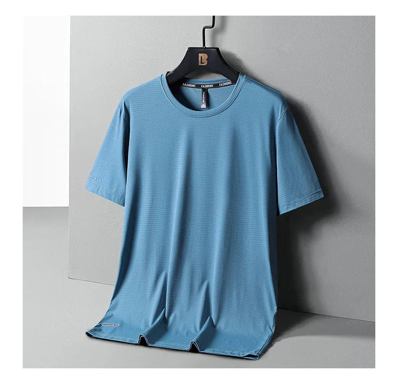 Ice Silk T-Shirts Men Plus Size Tshirt Tee Shirt Breathable Running Top