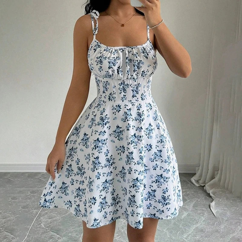Women's Summer Floral Spaghetti Strap Beach Short Dress - The Clothing Company Sydney