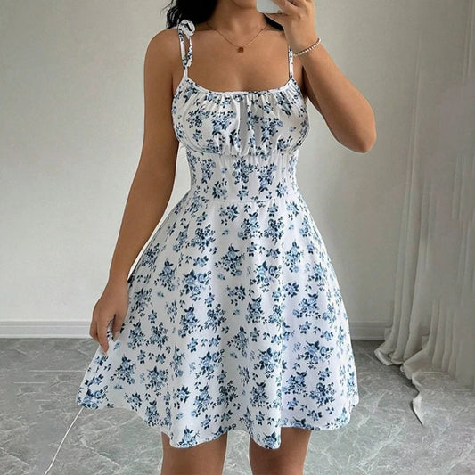 Women's Summer Floral Spaghetti Strap Beach Short Dress - The Clothing Company Sydney