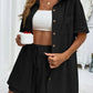 Casual Loose Single-breasted Top And Drawstring Shorts Set Fashion Ladies Suits Summer 2 Piece Set  Matching Outfits